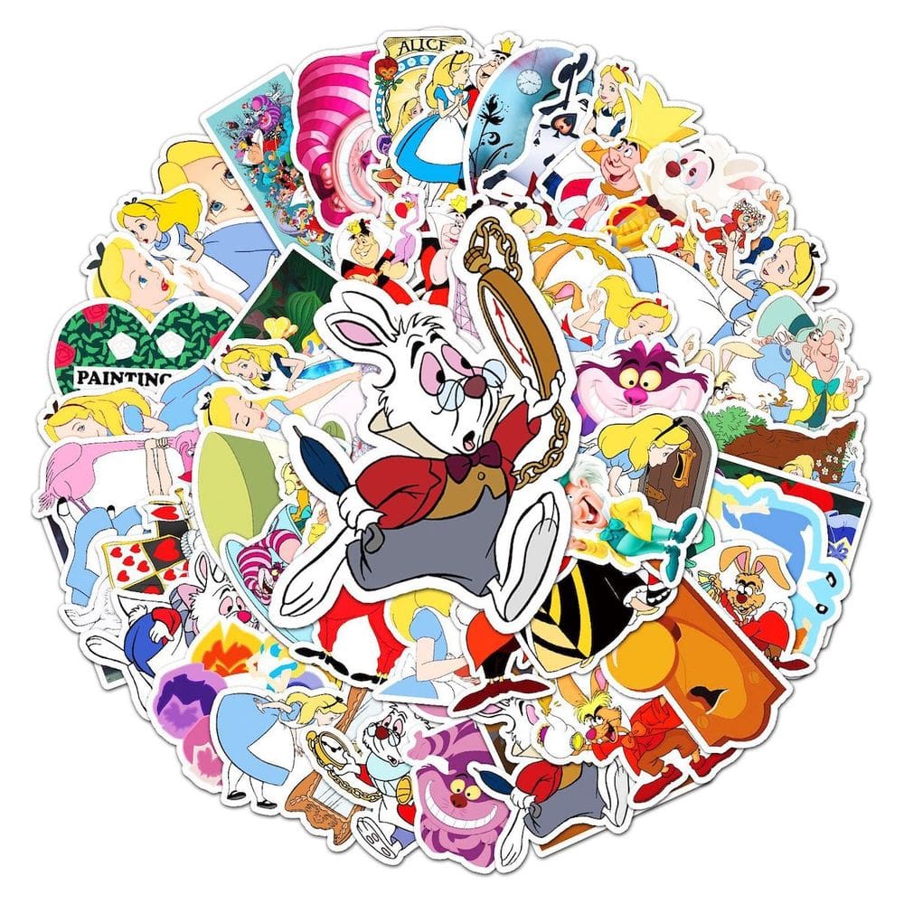 Adesivo Anime Alice In Wonderlands Vinil PVC impermeável 50 unidades