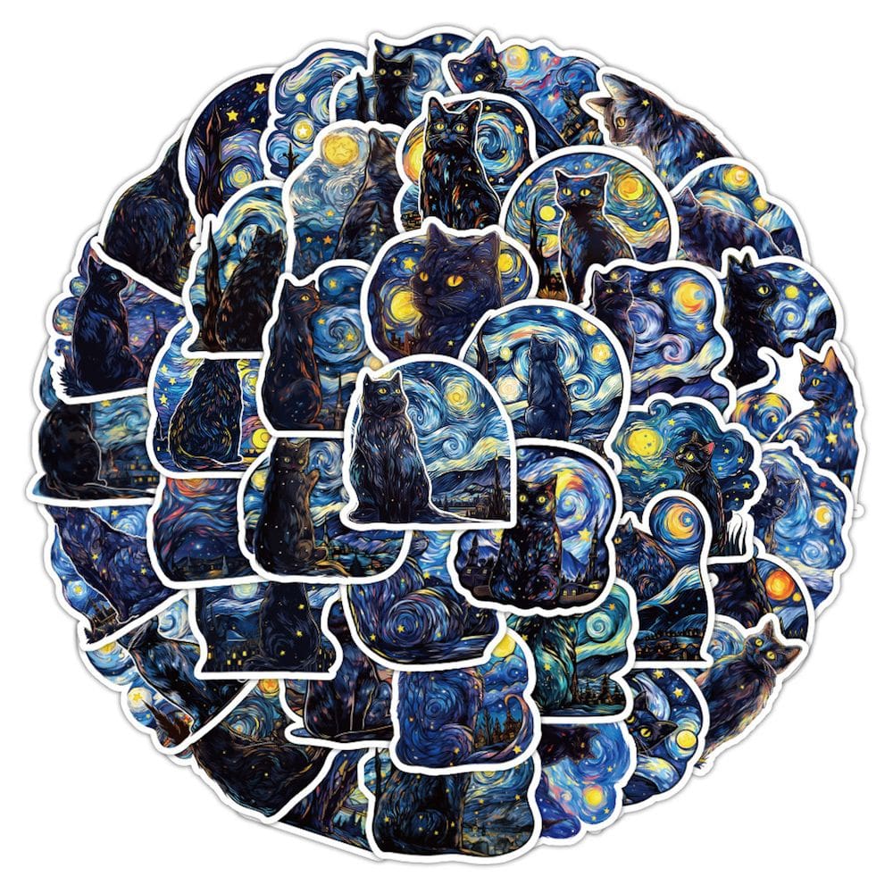 Pacote de adesivos Fantasy Cat Anime, 50 peças de palito decorativo de desenho animado