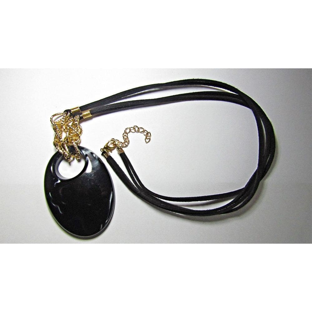 Cordão De Camurça Colar Artesanal Com Pingente De Acrílico G