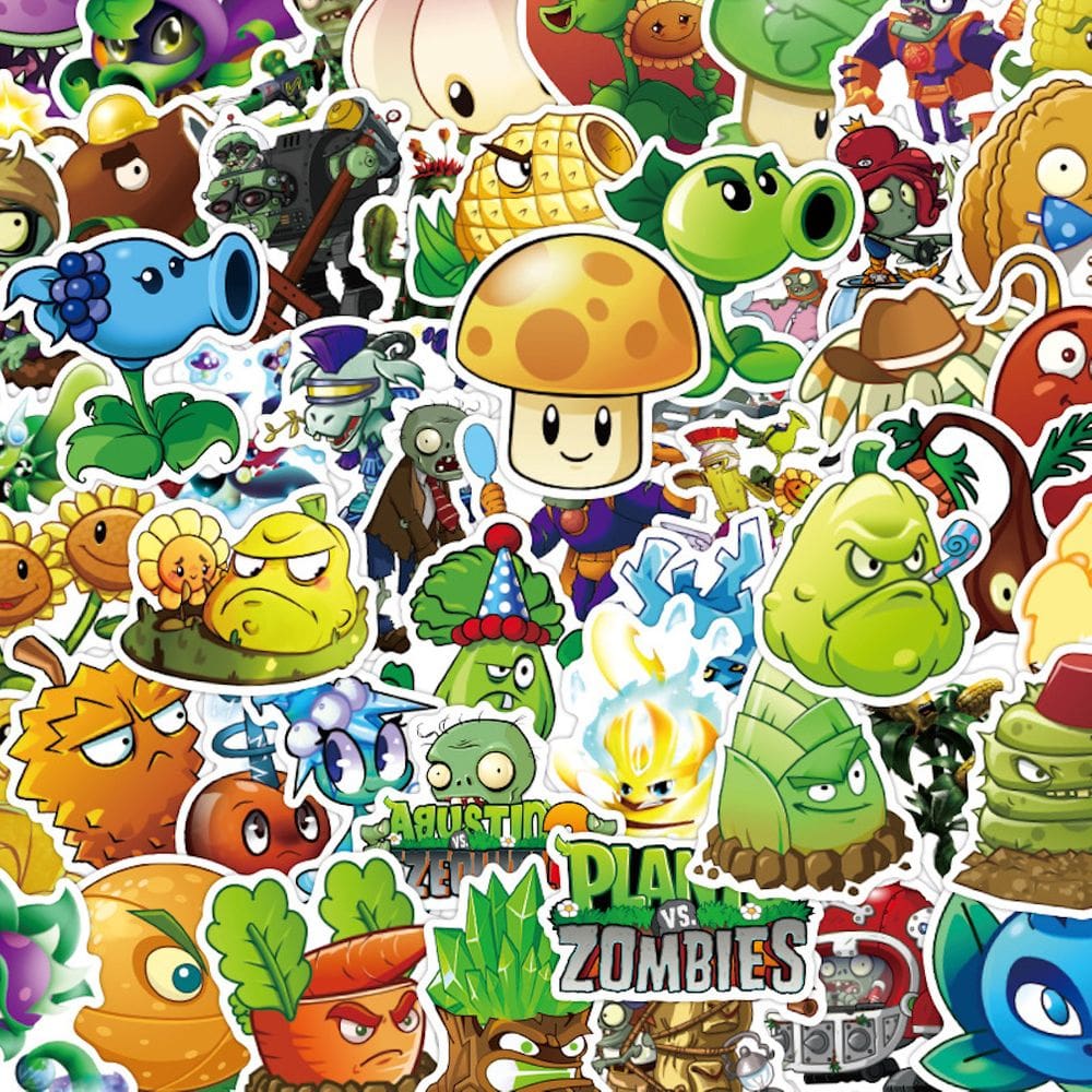 Adesivos Plants Zombies Anime, pacote de 50 unidades, 5-7 cm, decorativos