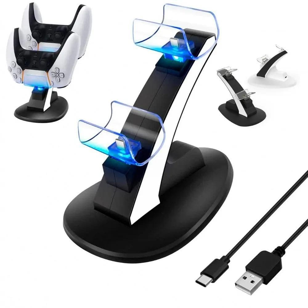 2X Suporte Base Duplo Carregador 2 Controles Com Led Ps5 Ori