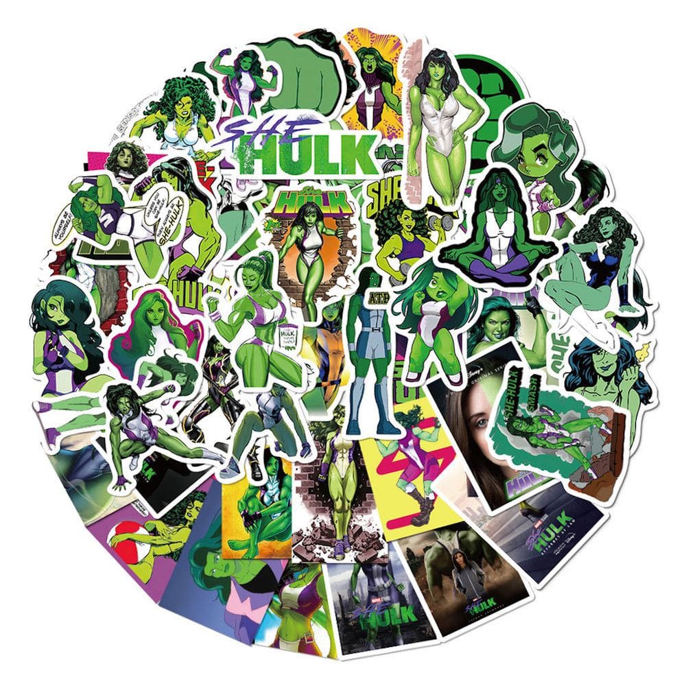 Pacote de adesivos SheHulks Anime 52 unidades de desenho animado decorativo de 3-8 cm