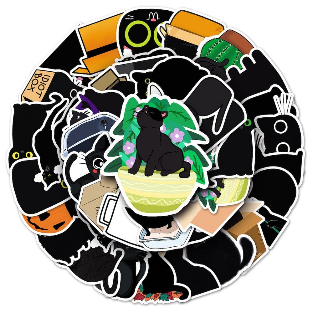 Pacote de adesivos Black Cat Anime, 50 unidades de bastão decorativo de desenho animado