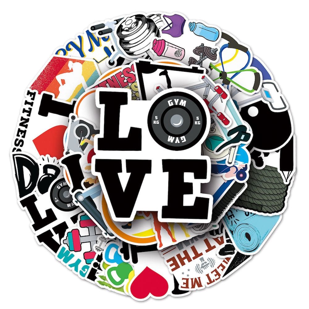 Pacote de adesivos Fitness Anime, 50 unidades de adesivos decorativos de desenhos animados