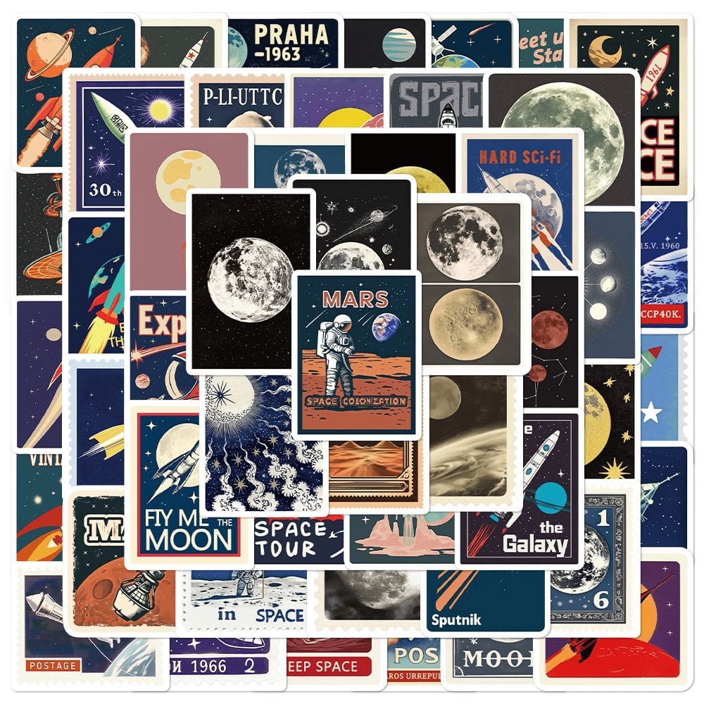 Adesivos Spaces Travels Planners, vinil impermeável, 50 unidades