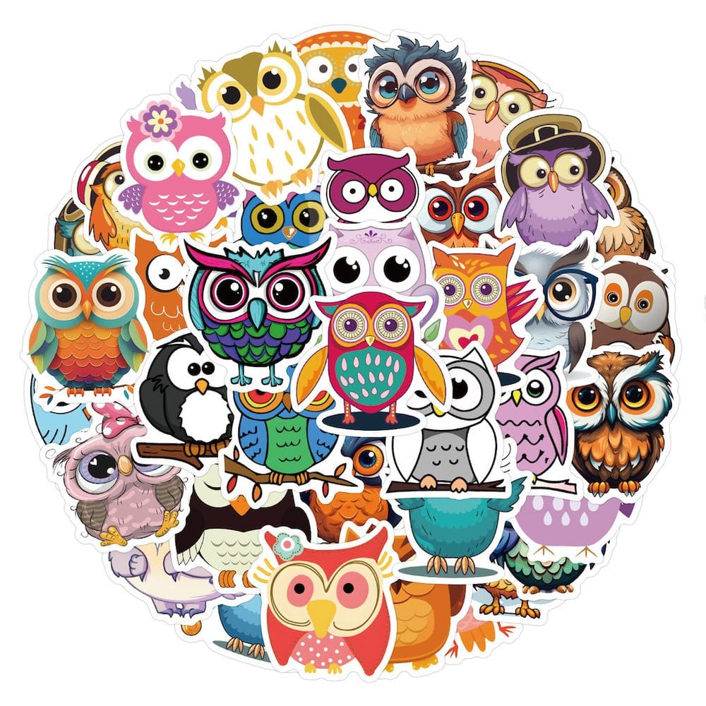 Pacote de adesivos Owl Anime, 60 peças de desenho animado decorativo para laptop