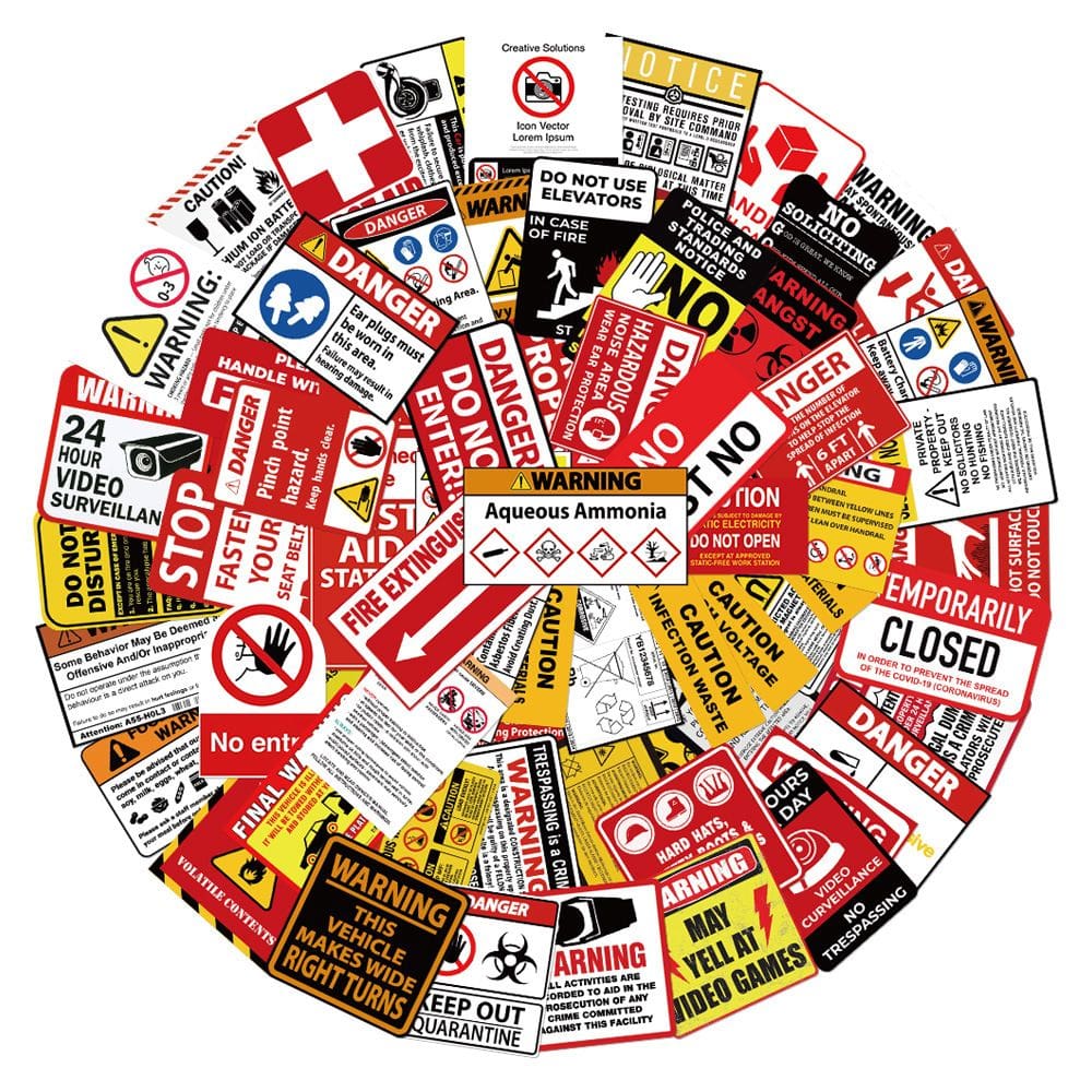 Adesivos: 75 peças, slogans ingleses à prova d`água, avisos e sinais
