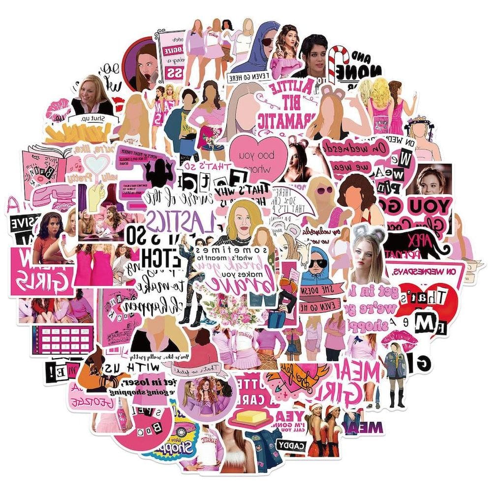 Pacote de adesivos Means Girls Anime, 100 unidades de 3 a 8 cm com design atraente