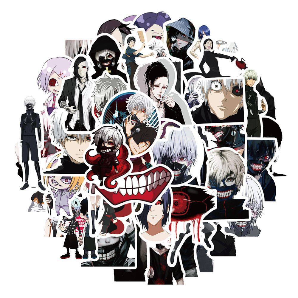 Adesivos Tokyo Ghouls Anime, pacote de 50 unidades, 3-8 cm, decorativos