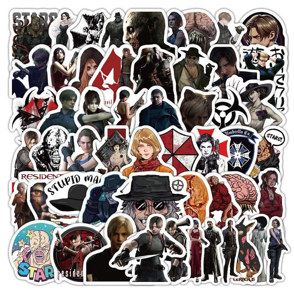 Adesivos de vinil impermeável Resident Evil, anime, 60 unidades