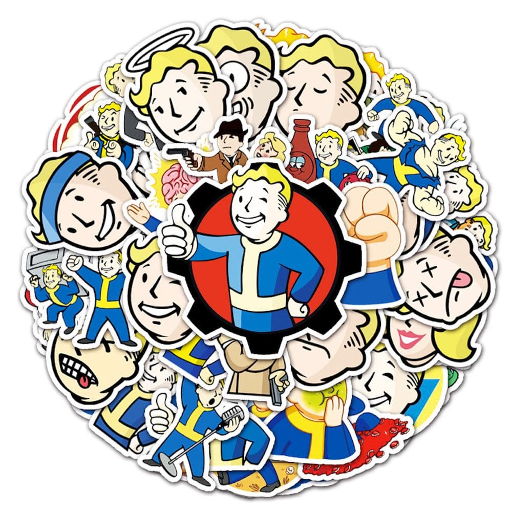 Pacote de adesivos Fallouts Anime, 50 unidades de adesivos decorativos de desenhos animados