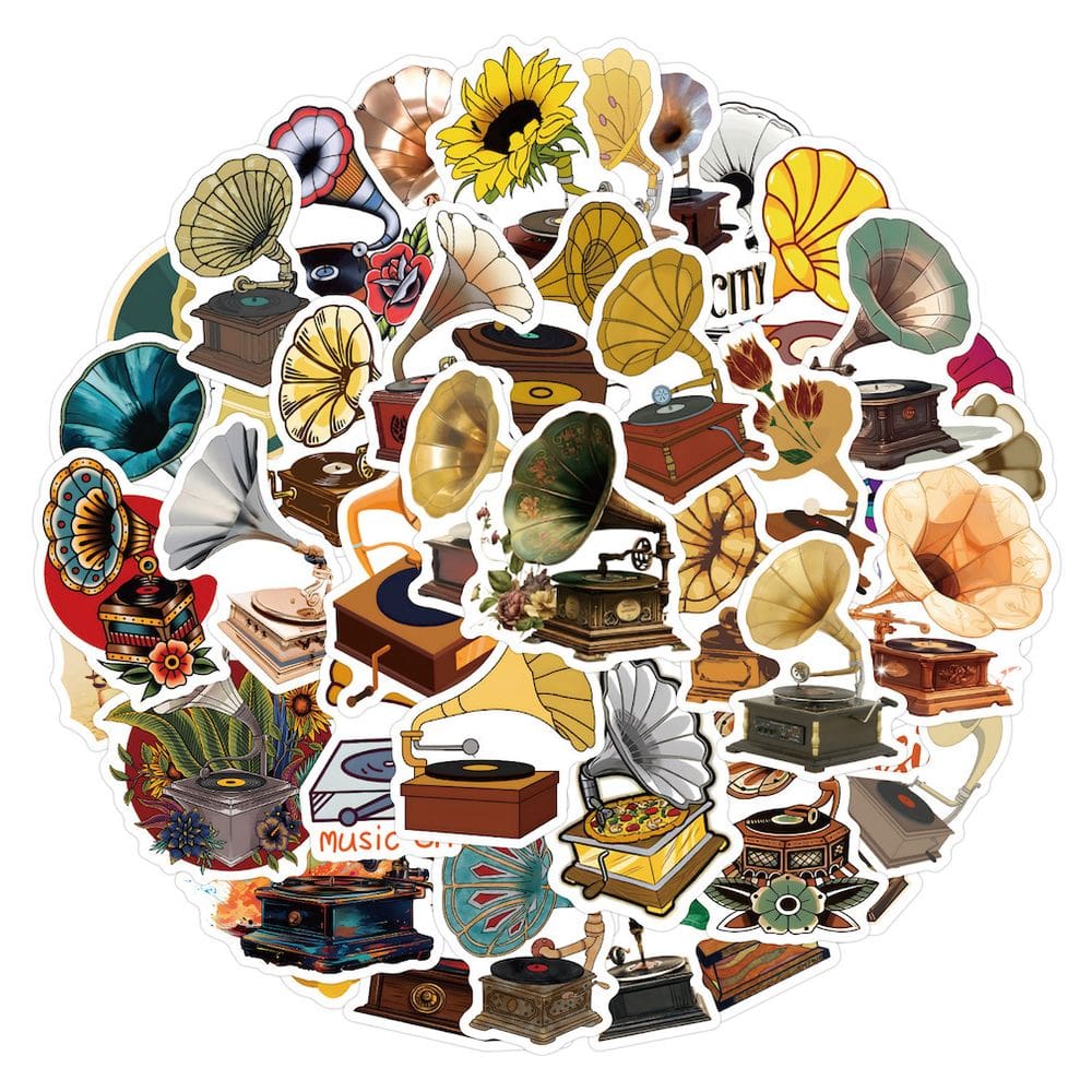 Pacote de adesivos Gramophone Classic Retro Anime 50 unidades