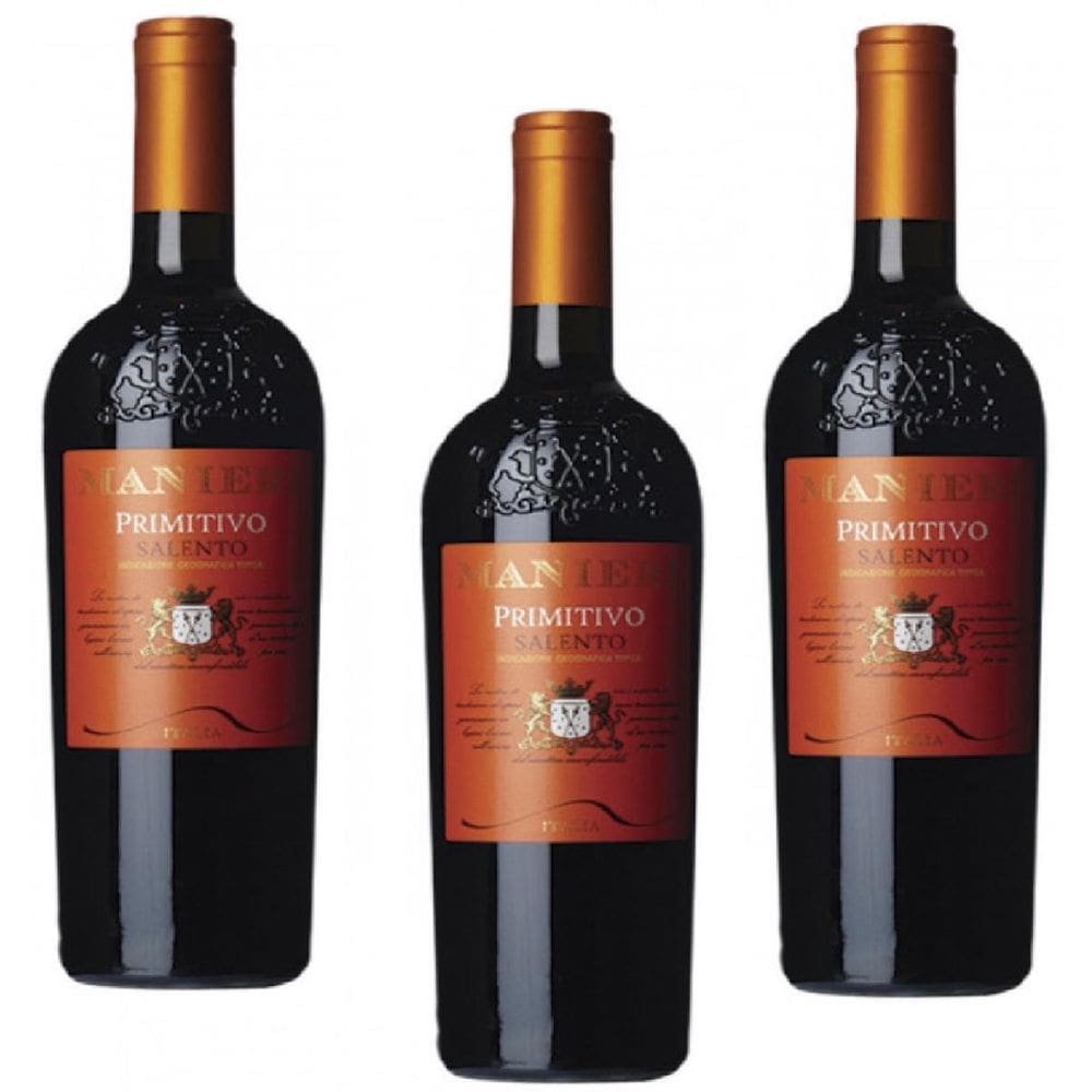 Kit 3 Vinho Italiano Manieri Primitivo Di Puglia Salento Igt