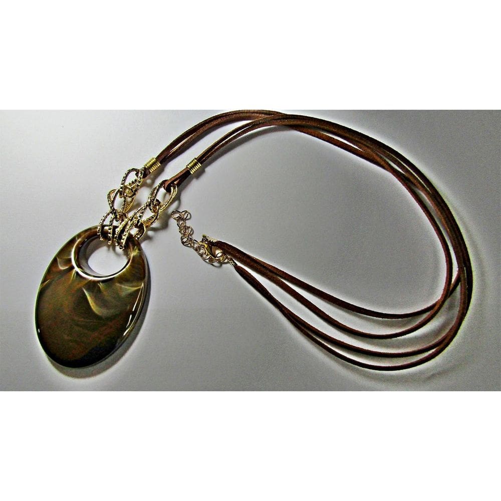 Cordão De Camurça Colar Artesanal Com Pingente De Acrílico D