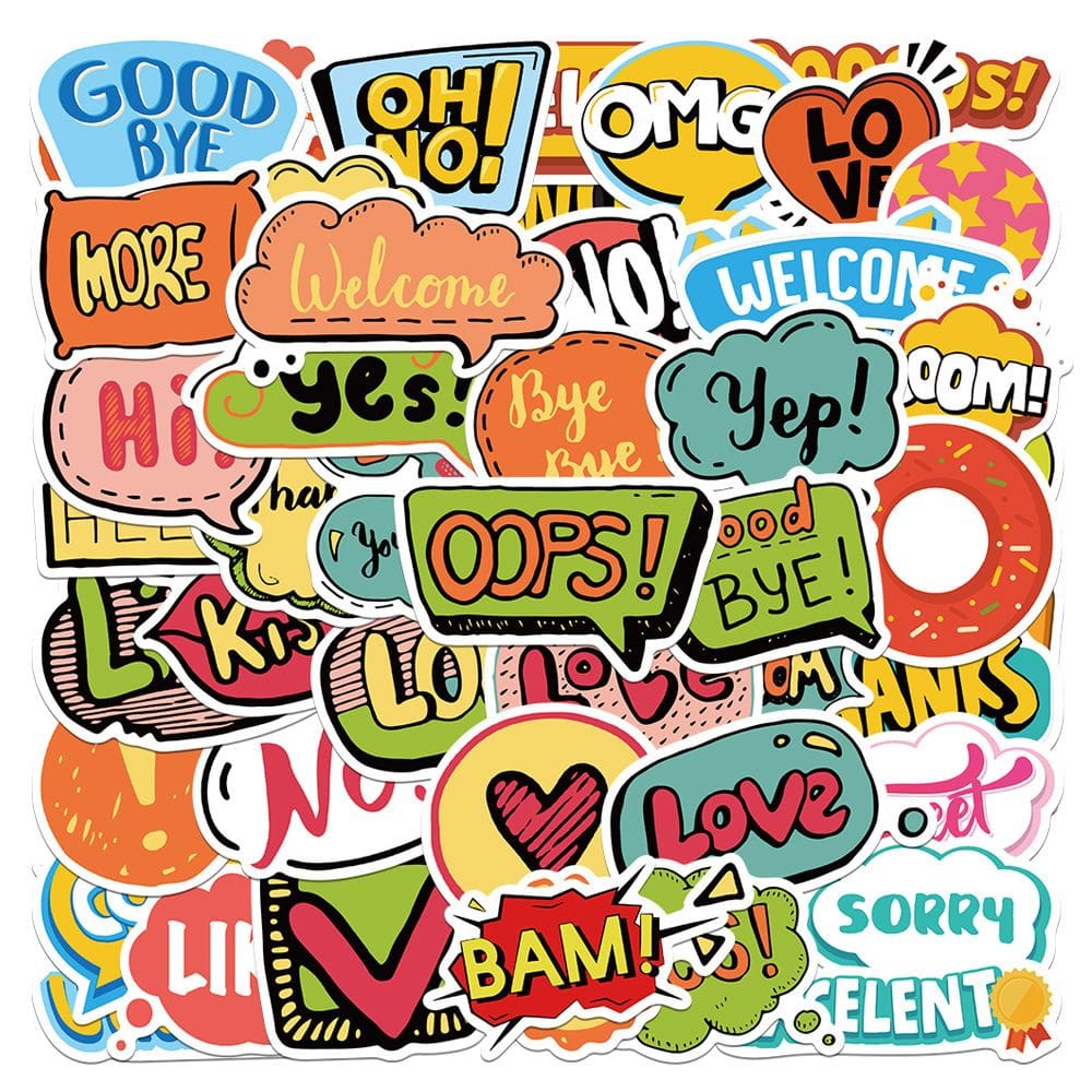 Adesivos, textos explosivos, vinil impermeável, anime, 50 unidades