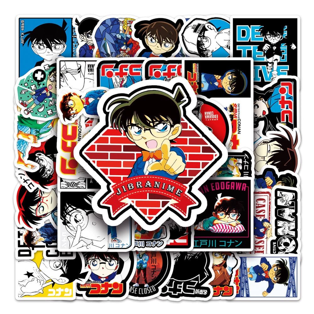 Adesivos de vinil impermeável Detectives Conans, anime, 50 unidades