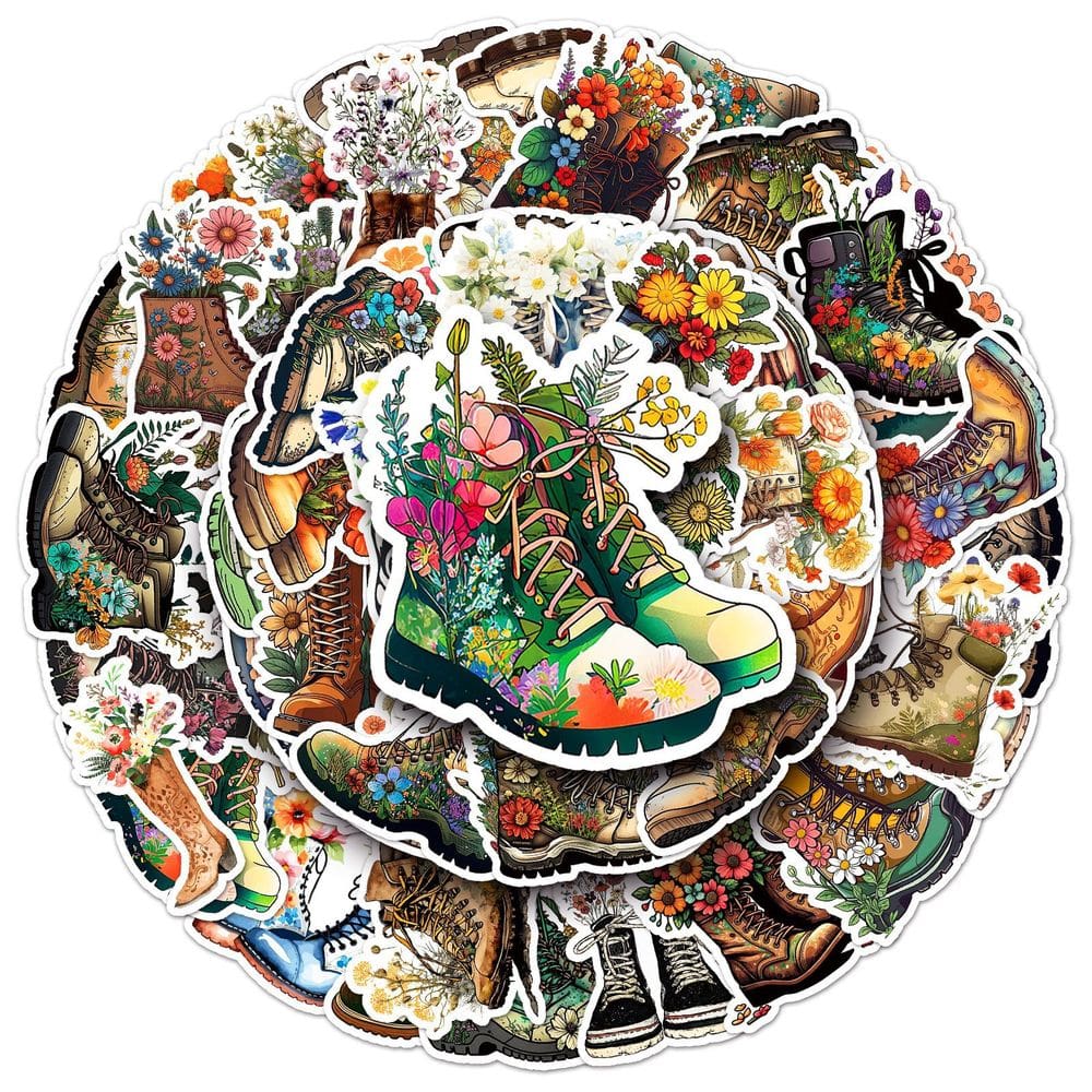 Adesivos, botas, flores, vinil impermeável, anime, 50 unidades/lote