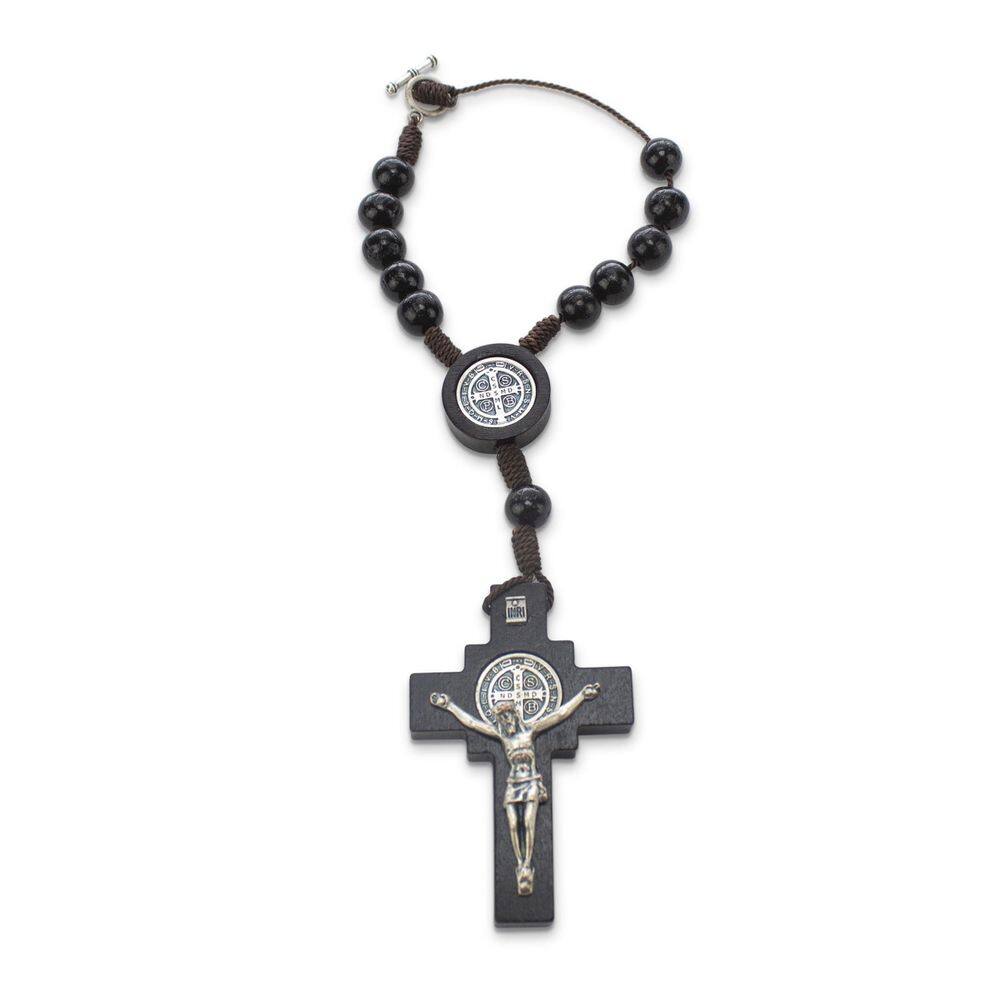 Dezena São Bento Crucifixo Madeira Preta 10Mm