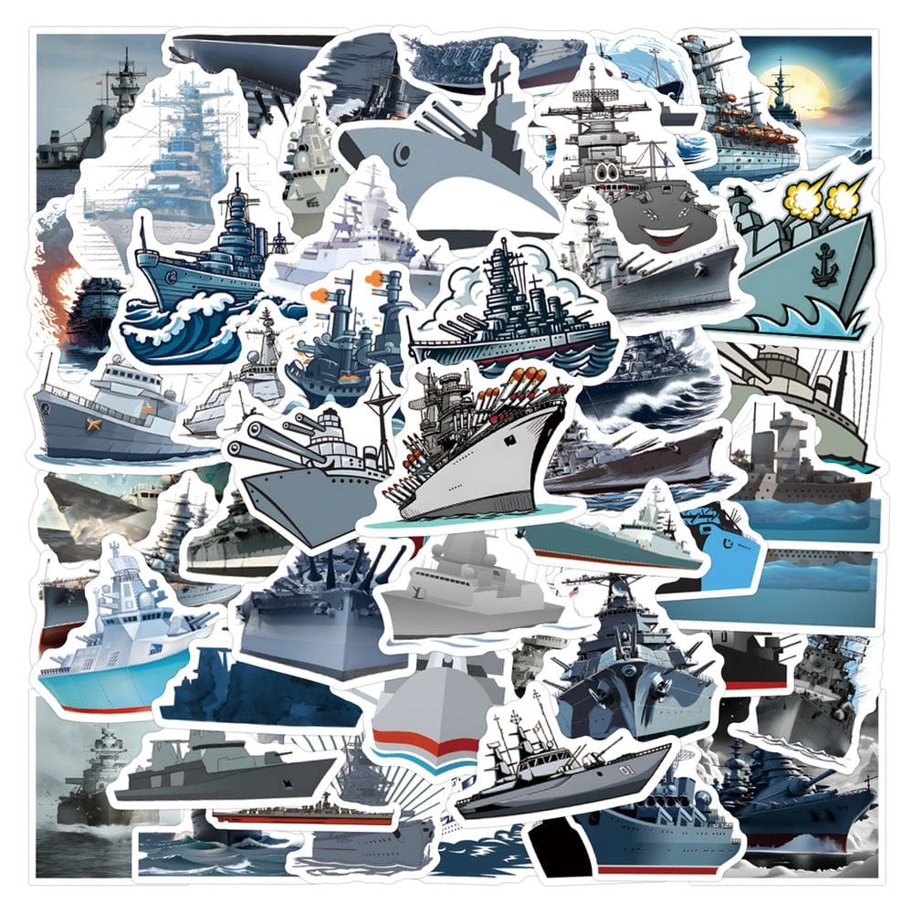 Adesivos Warships Battleships em vinil impermeável 55 unidades/lote
