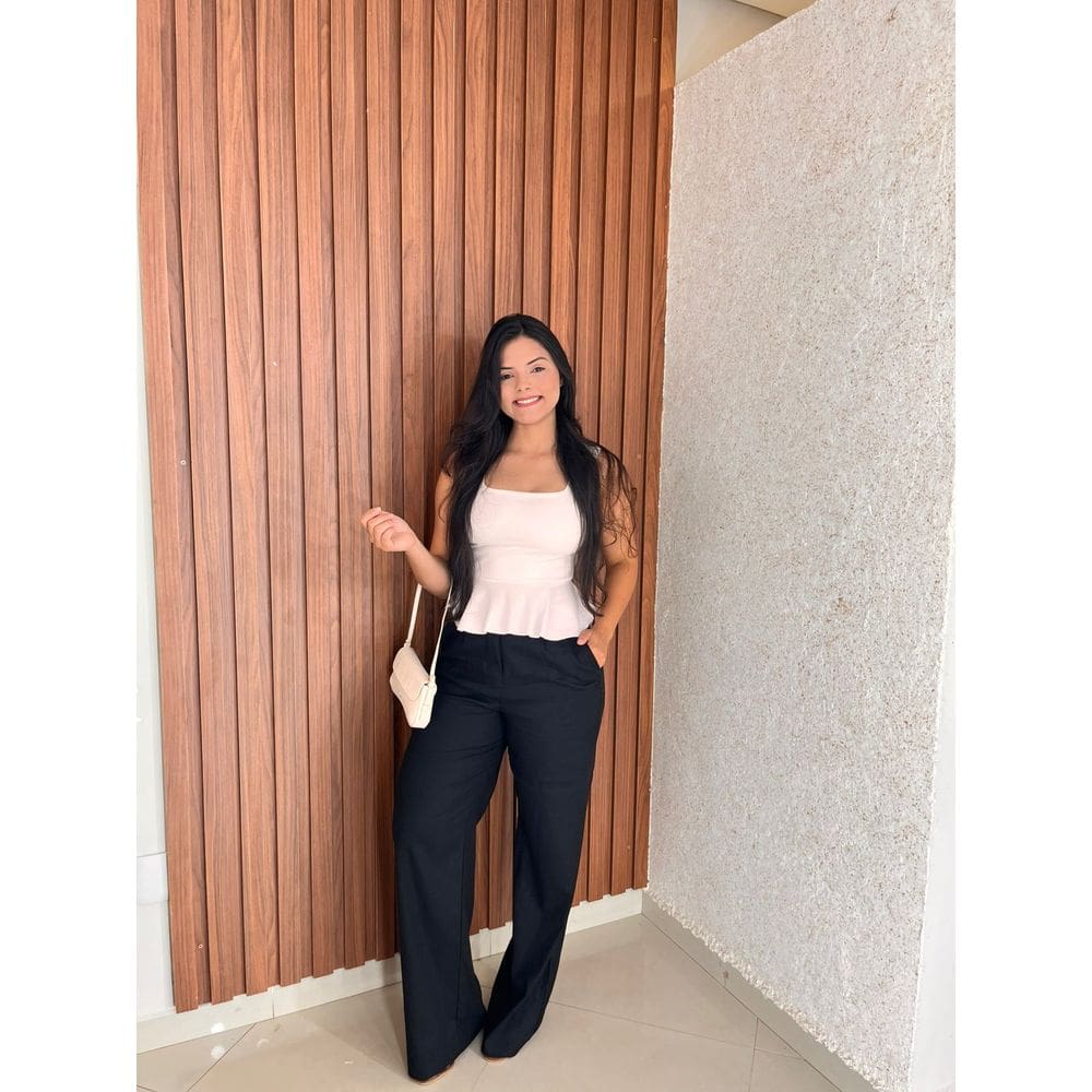 Blusa De Alça Canelada Com Babados Na Barra Crisconf