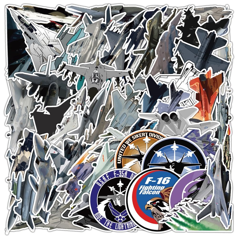 Adesivos Fighters Planes, vinil impermeável, anime, 50 unidades