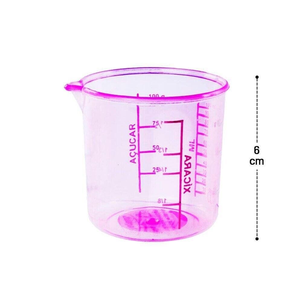Copo Medidor de Plástico 100ml Rosa - Tudo em Caixa