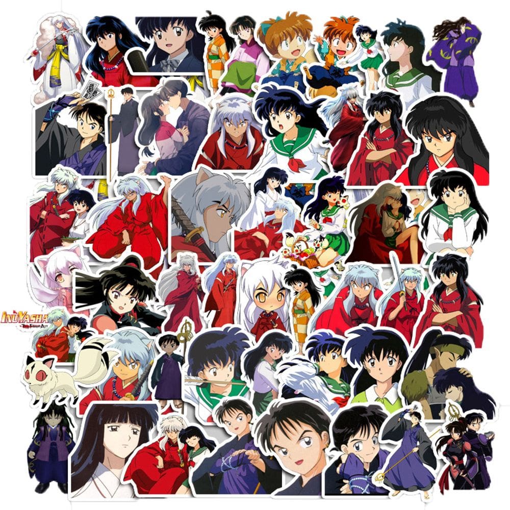 Adesivos de vinil impermeável Inuyashas, anime, 50 unidades/lote, 5-7 cm