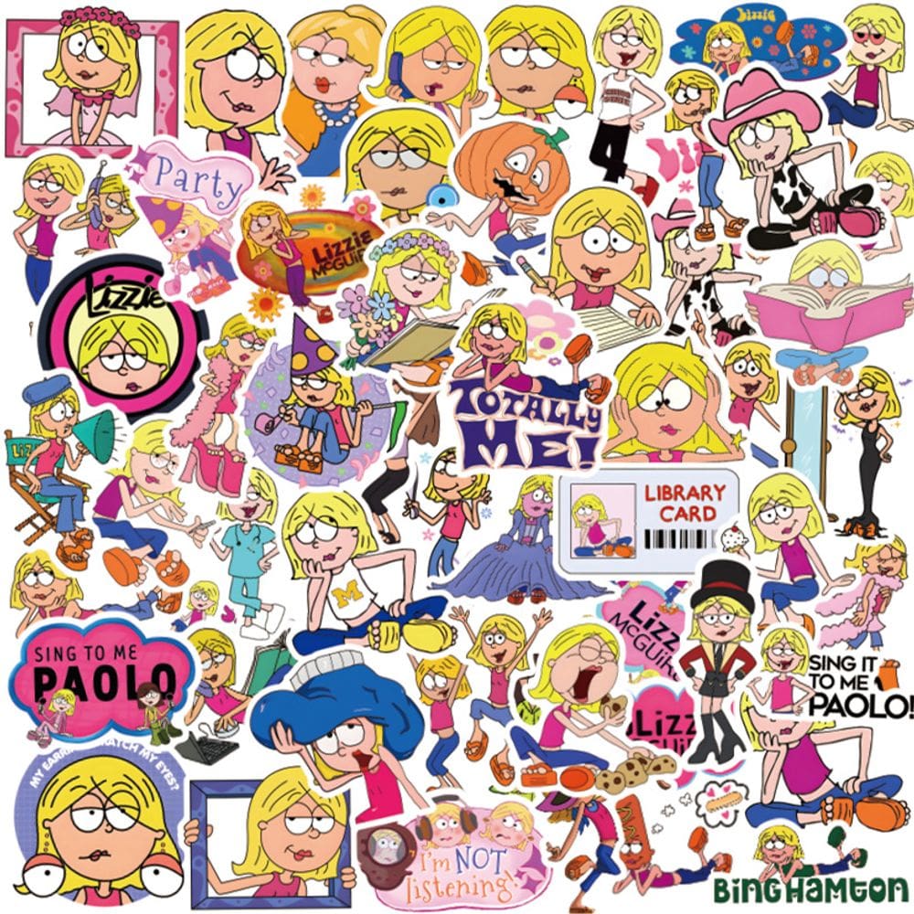 Adesivos Lizzies Mcguires em vinil impermeável Anime S 55 unidades