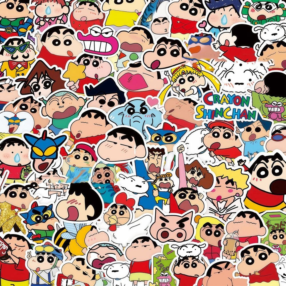 Adesivos Shins Chans, vinil impermeável, anime, 100 unidades/lote