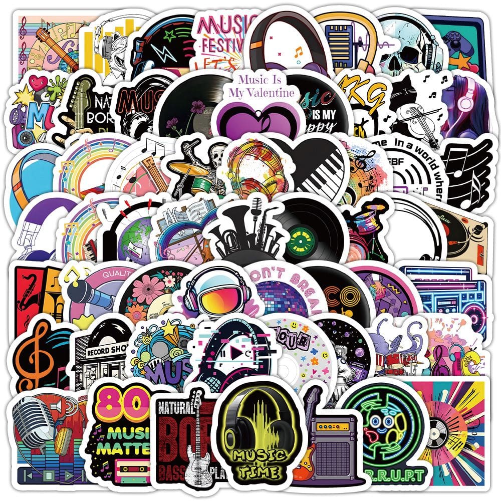 Adesivos Music Notes Times em vinil impermeável 100 unidades