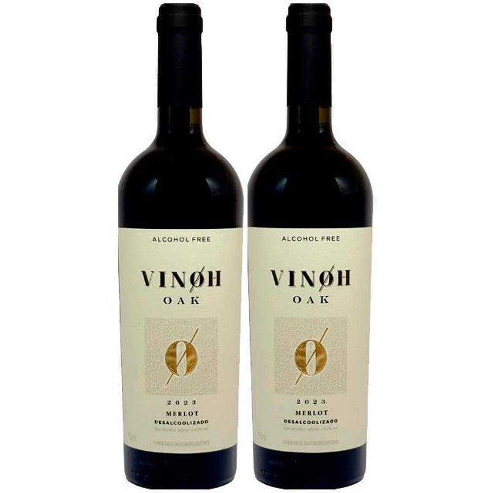 Vinho Sem Álcool Tinto Seco Merlot Vinoh Oak - 02 Un