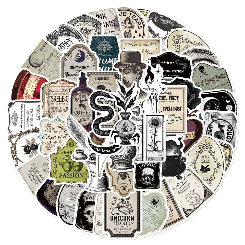 Adesivos para farmacêuticos, poções, etiquetas, vinil impermeável, 50 unidades