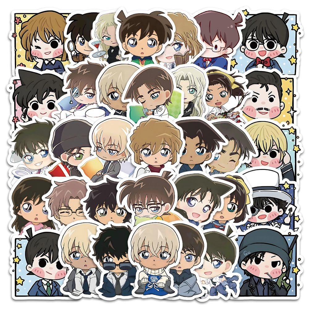 Adesivos de vinil impermeável Detectives Conans, anime, 70 unidades