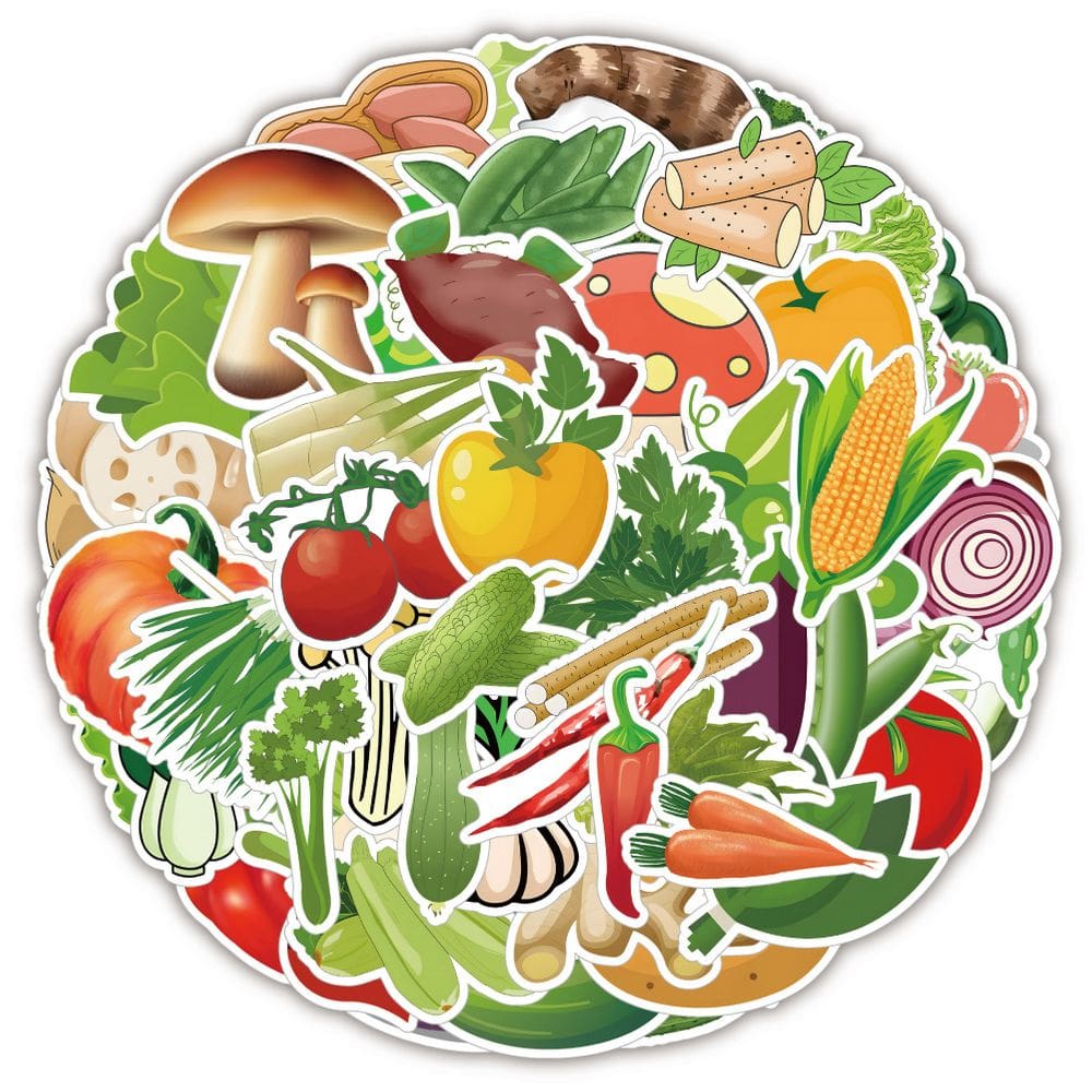 Adesivos, 50 unidades/lote de vegetais, adesivo de anime em vinil impermeável