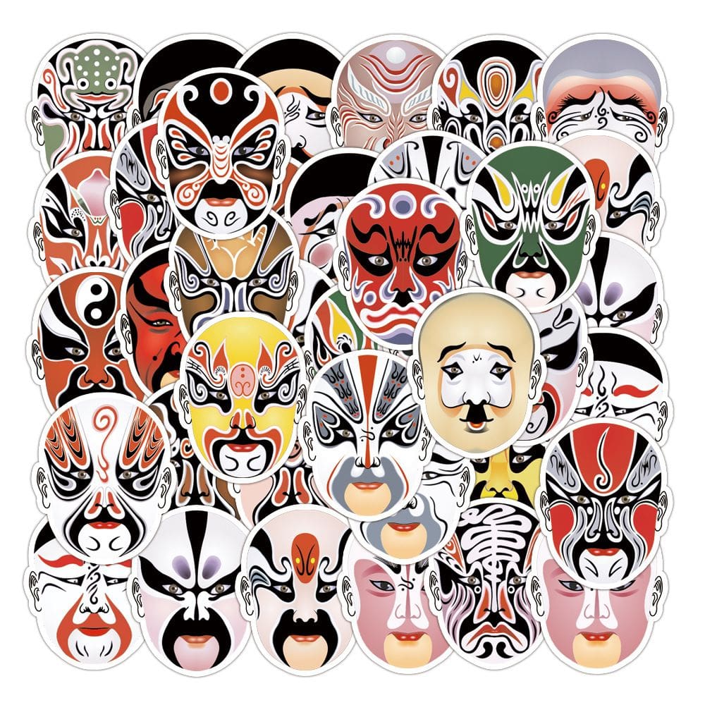 Adesivos de Pequim, óperas, faciais, maquiagem, 35 unidades, impermeáveis