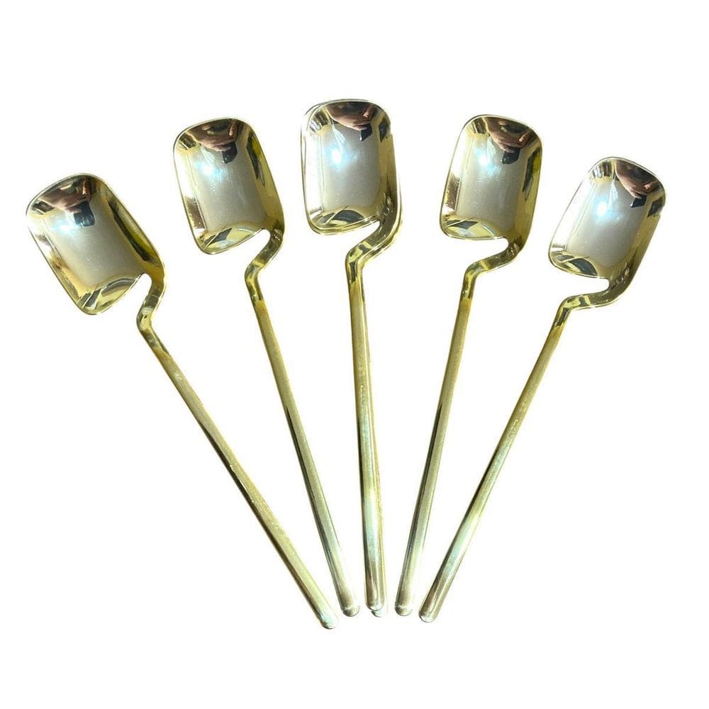 Kit 12 Colheres Sobremesa Vazada Dourada Descartável 14Cm