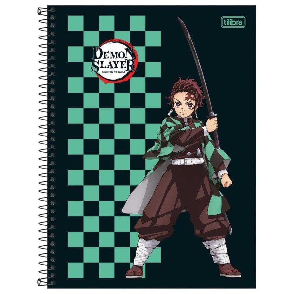 Caderno Demon Slayer Capa Dura Espiral 80F 1 Matéria Escolar