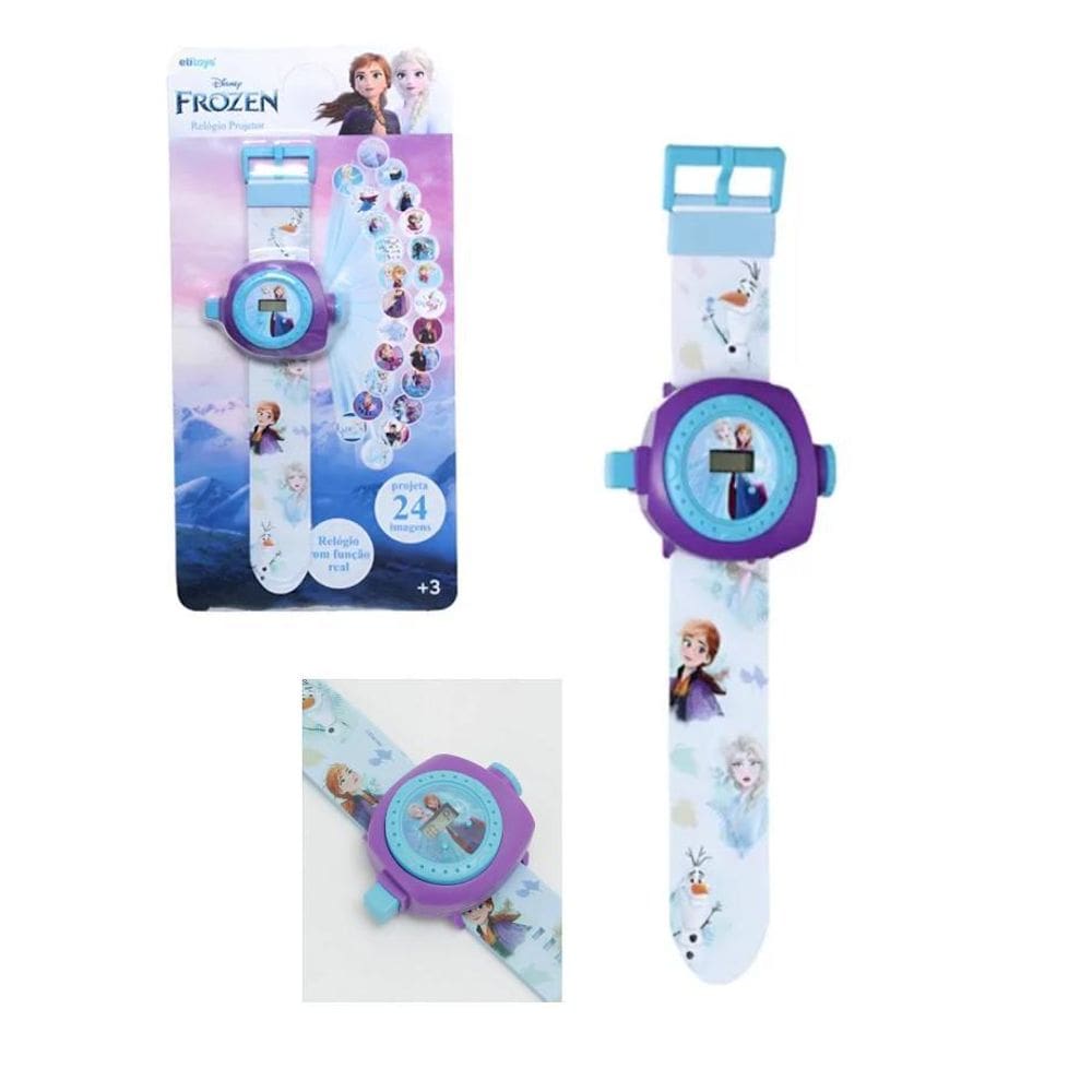 Brinquedo Relógio Projetor 24 Imagens Frozen Menina