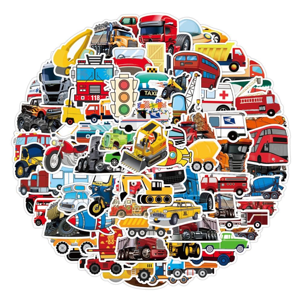 Pacote de adesivos para carros de brinquedo infantis, 100 unidades com design atraente