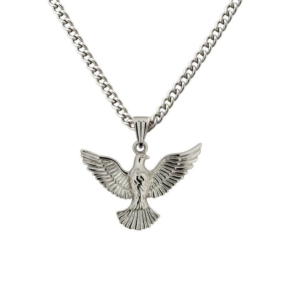 Colar Corrente Pomba Espírito Santo 2,5 Cm Metal Niquelado