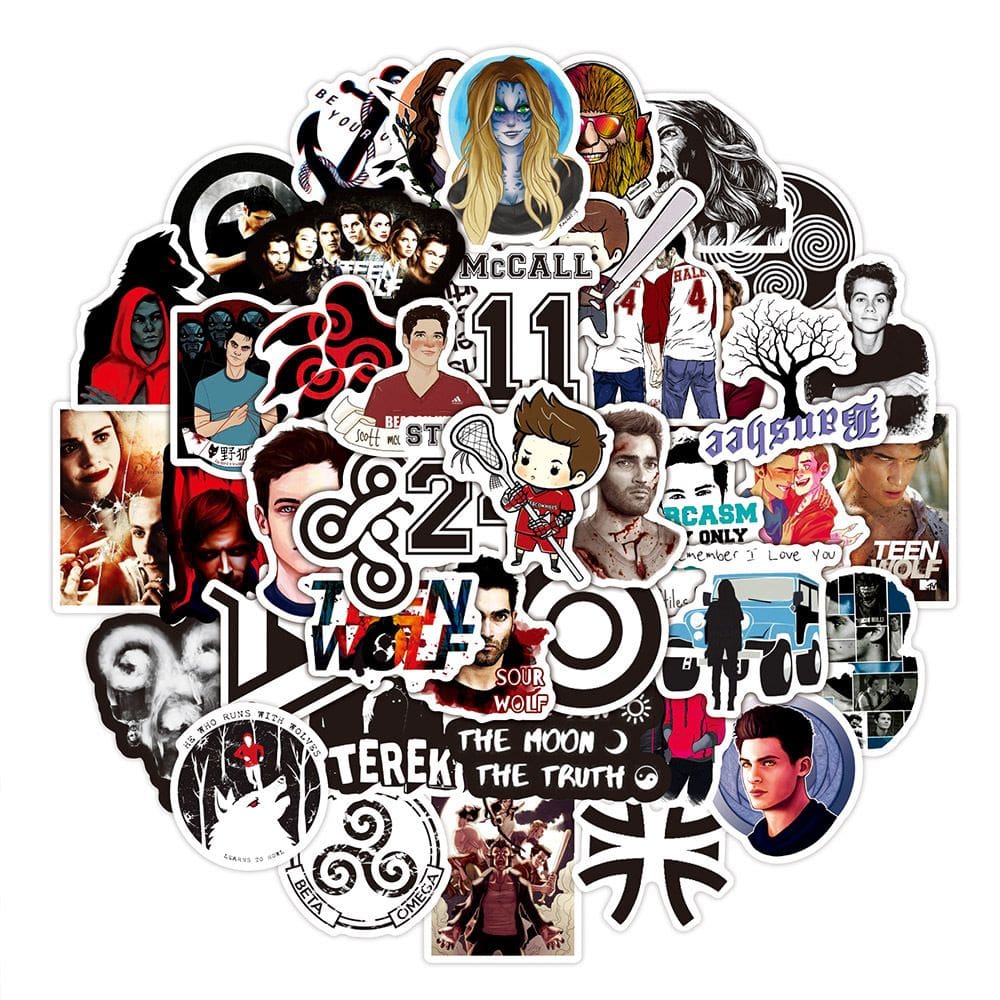 Pacote de adesivos Teen Wolf Anime, vinil impermeável, 50 unidades