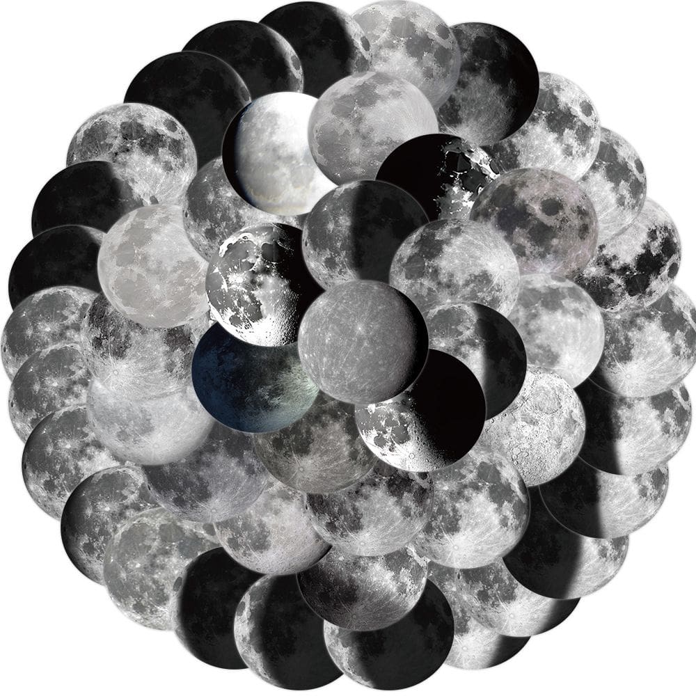 Pacote de adesivos Moon Phase Anime em preto e branco à prova d`água