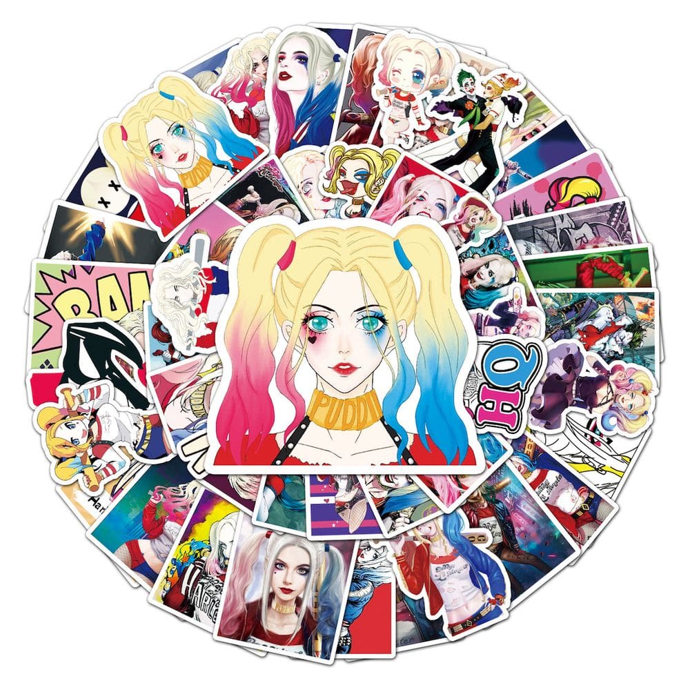 Adesivos Harleys Quinns Anime Cartoon 52 unidades de PVC impermeável