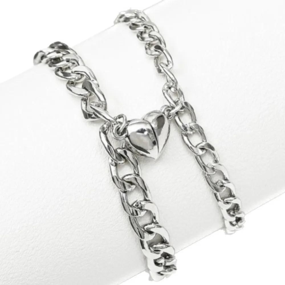 2X Par Pulseira Corrente Casal Magnética Com Imã