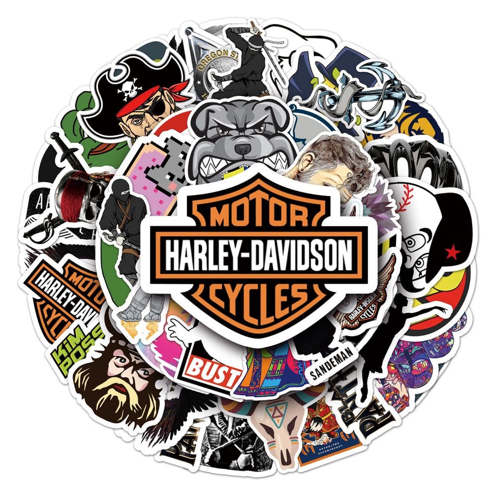 Adesivos de vinil impermeável Harleys Motors Anime, 50 unidades/pacote