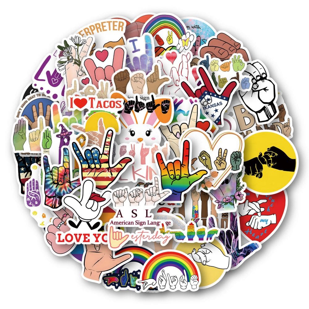 Pacote de adesivos American Sign Language ASL Anime Waterproof