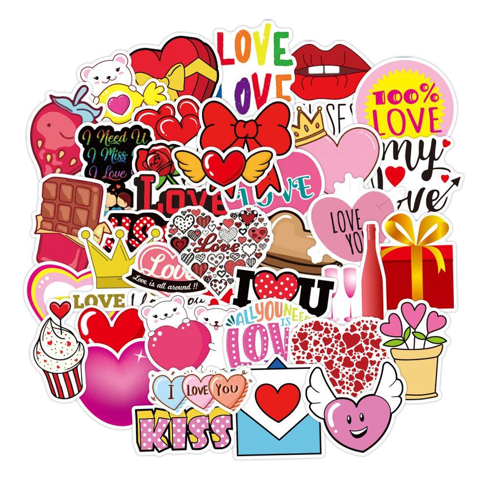 Pacote de adesivos Valentine`s Day Confession Love Anime 50 unidades