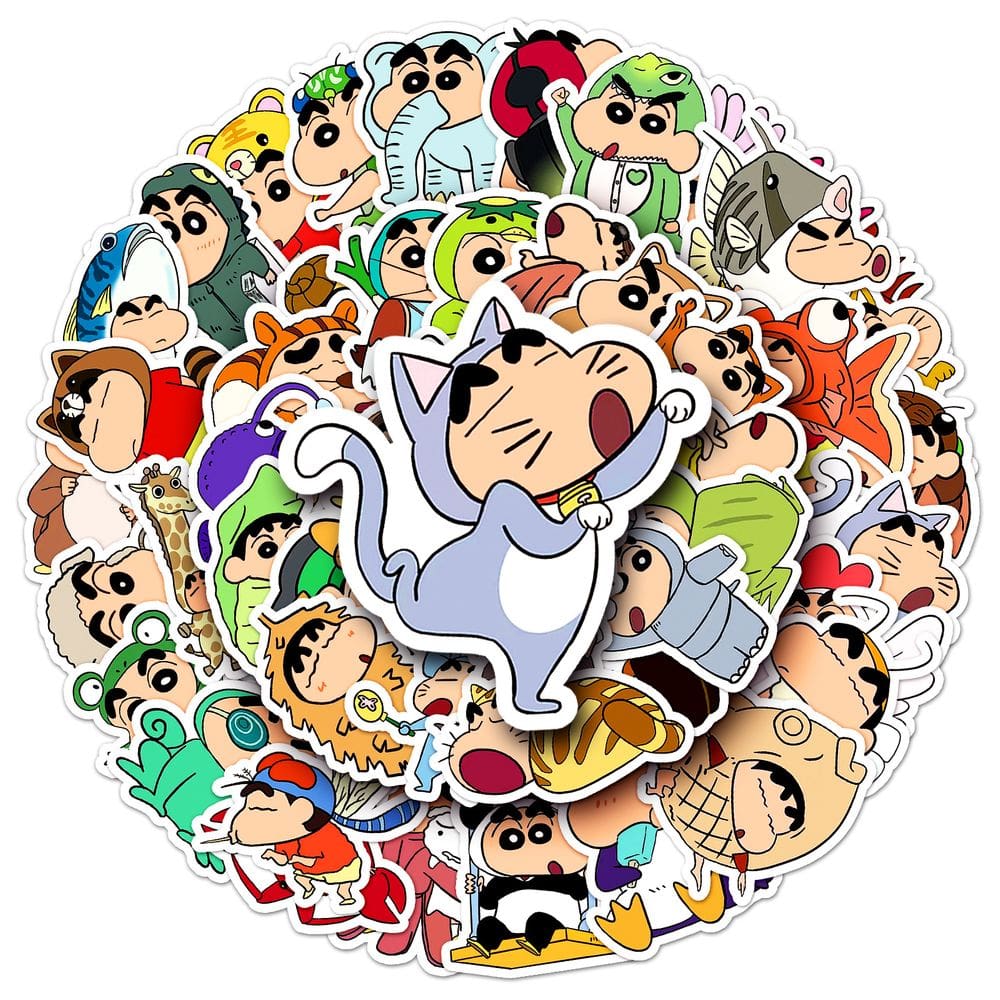 Adesivos Shins Chans, vinil impermeável, 50 unidades para laptop