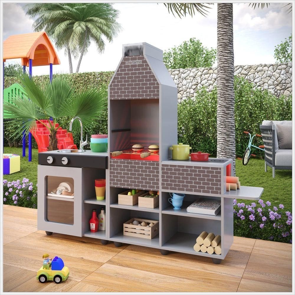 Cozinha Churrasqueira Infantil Mini Chefe Cinza Connect