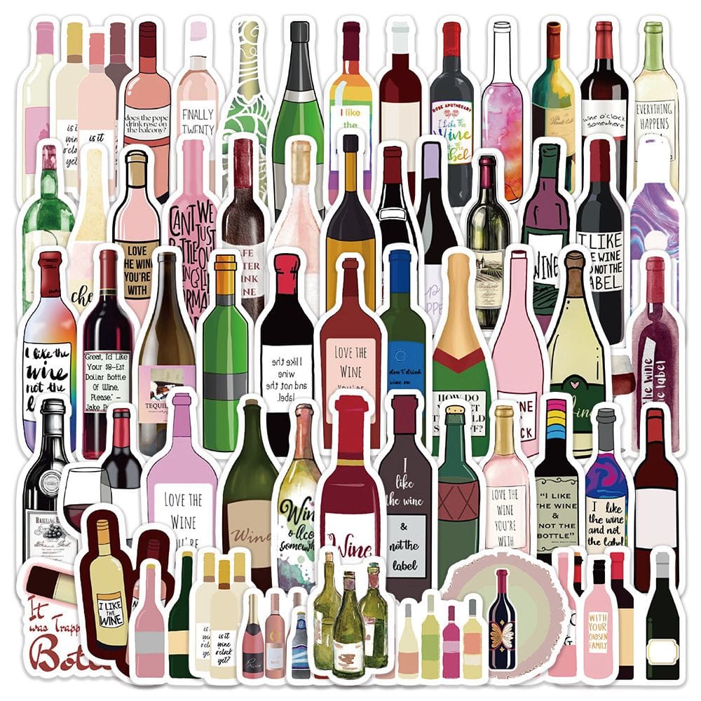 Adesivos: 60 unidades/lote, vinhos tintos, champanhes, vinil impermeável